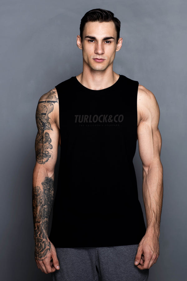 Black Block Logo Muscle Shirt - Turlock & Co.